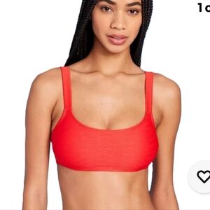Womens Red Ribbed Textured Bralette Bikini Top - Wild Fable - Size L (12-14)